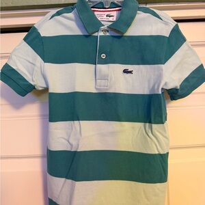 Lacoste Kids Polo Shirt - Teal and Light Blue Stripes